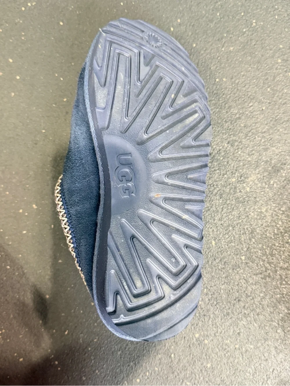 UGG Kids Size 4 Navy Suede Moccasins with Braided Trim